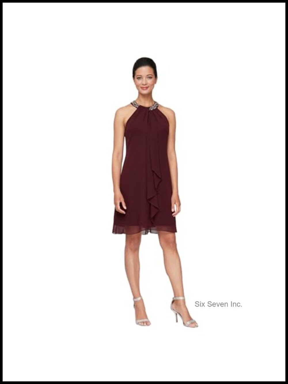 Jewel Halter Sheath Dress Sleeveless Formal